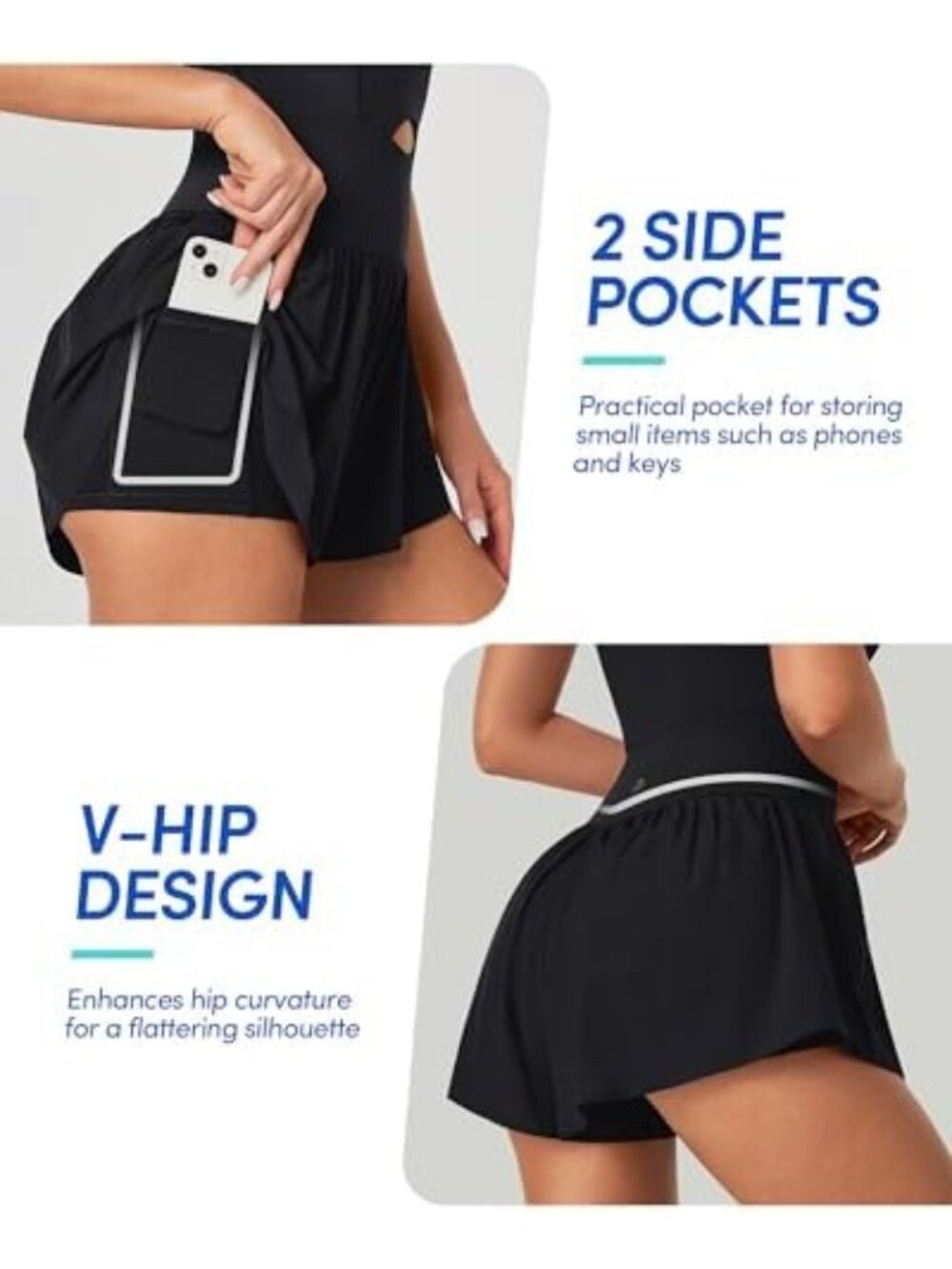 Summer Workout Romper Shorts with Tummy Control & Built-in Bra for Women - Picture 3 of 5